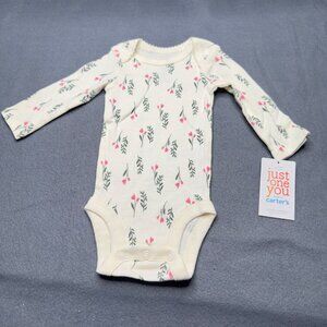 Just One You By Carters Newborn Romper Bodysuit Floral Long Sleeve New